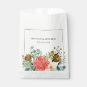 ピンクボホワイルドフラワーウォーターカラーブーケ結婚ーズ フェイバーバッグ (正面)