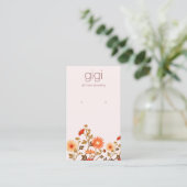 ピンクボホワイルドフラワーズフローライヤリングディスプレイ 名刺 (スタンド正面)