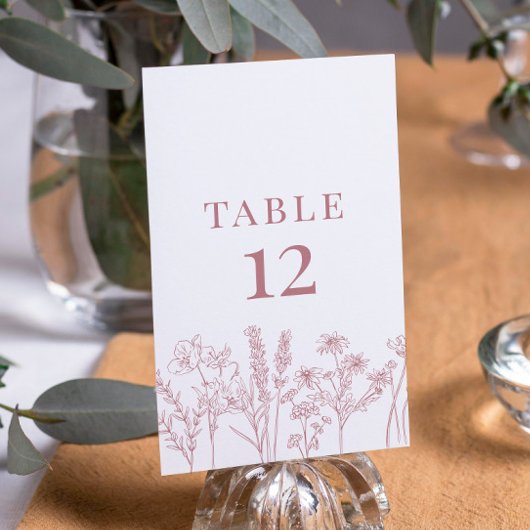 ピンクボホワイルドフラワーテーブルカード番号 テーブルナンバー