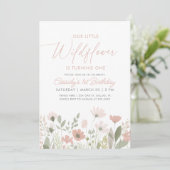 ピンクボホワイルドフラワー1st誕生日 招待状 (スタンド正面)