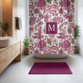 ピンクボホヴィンテージフローラモノグラム シャワーカーテン