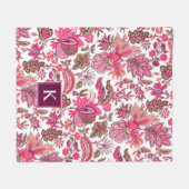 ピンクボホヴィンテージフローラモノグラム フリースブランケット (正面(横))