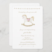 ピンクボホヴィンテージロッキングホースカウボーイ赤ちゃんシャワー 招待状 (正面/裏面)