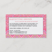 ピンクボホーエレファント、ベビーシッター、デイケア、子供部屋 名刺 (裏面)