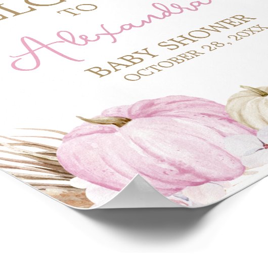 ピンクボホーカンプキンベビーブシャワーへようこそ ポスター (角)