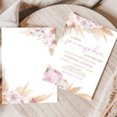 ピンクボホーカンプキンベビーブシャワー 招待状