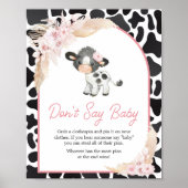 ピンクボホーハイランドカウー言わないベビー ポスター (正面)