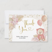 ピンクボホーベアベビーシャワーサンキューカード サンキューカード (正面)