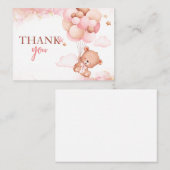 ピンクボホーベアベビーシャワーサンキューカード ノートカード (正面/裏面)