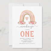 ピンクボホーレインボーガールファースト誕生日招待状 招待状 (正面)