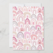 ピンクボホーレインボーパターンファースト誕生日 招待状 (裏面)