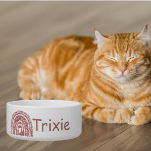 ピンクボホーレインボーモノグラムペット食べ物を与えズ ボウル