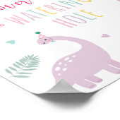 ピンクボホー恐竜の散水穴誕生日標識 ポスター (角)