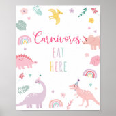 ピンクボホー恐竜の肉食動物誕生日標識 ポスター (正面)