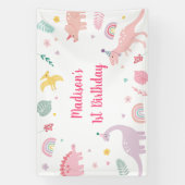 ピンクボホー恐竜誕生日 横断幕 (縦)