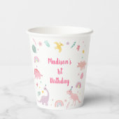 ピンクボホー恐竜誕生日 紙コップ (裏面)