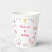 ピンクボホー恐竜誕生日 紙コップ (正面)
