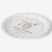 ピンクボホ女の子服ベビーシャワー紙プレート ペーパープレート (アングル)