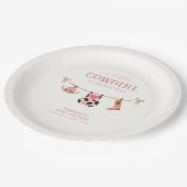 ピンクボホ女性のカーボーイクロセラインコウィドベビーシャワー ペーパープレート (アングル)