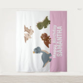 ピンクボホ恐竜の背景 タペストリー (正面)