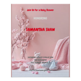 ピンクボホ春自然フォトベビーシャワー ポスター