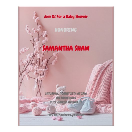 ピンクボホ春自然フォトベビーシャワー ポスター (正面)