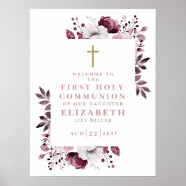 ピンクボホ植物聖体歓迎サイン ポスター