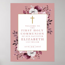 ピンクボホ植物聖体歓迎サイン ポスター