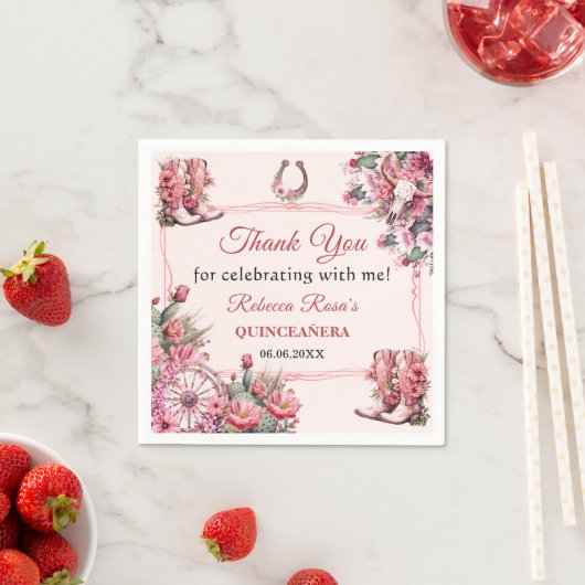 ピンクボホ素朴ウエスタンチャラテーマキンセアニェラ スタンダードカクテルナプキン (インサイチュ)