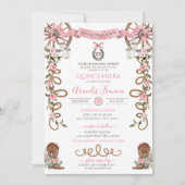 ピンクボホ素朴ウエスタンチャラテーマキンセアニェラ 招待状 (正面)