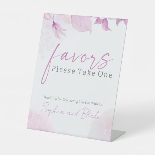 ピンクボホ結婚式の引き出物台座標識 台座サイン (正面)