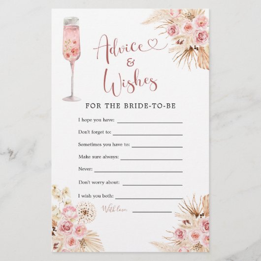 ピンクボホ花びら&プロセッコアドバイス&ウィッシュズカード (正面)