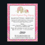 ピンクボホ象，ベビシッター，デイケア，子供部屋 チラシ<br><div class="desc">Pink Boho Elephant、Babysitter、Daycare、子供部屋ズ·フラ広告イヤー（名刺店）</div>