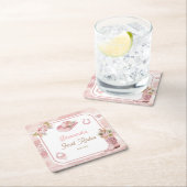 ピンクボホFirst Rodeo誕生日 スクエアペーパーコースター (インサイチュ)