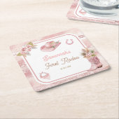 ピンクボホFirst Rodeo誕生日 スクエアペーパーコースター (アングル)