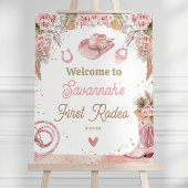 ピンクボホFirst Rodeo 1st Birthday 16 x 20 Welcome ポスター