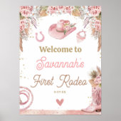 ピンクボホFirst Rodeo 1st Birthday 18x24 Welcome ポスター (正面)