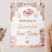 ピンクボホFirst Rodeo 1st Birthday 18x24 Welcome ポスター