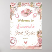ピンクボホFirst Rodeo 1st Birthday 20x30 Welcome ポスター (正面)