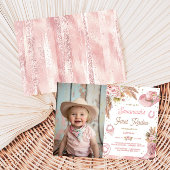 ピンクボホFirst Rodeo 1st Birthday Photo 招待状