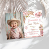 ピンクボホFirst Rodeo 1st Birthday Photo 招待状