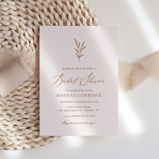 ピンクボミニマルホブライダルシャワー 招待状