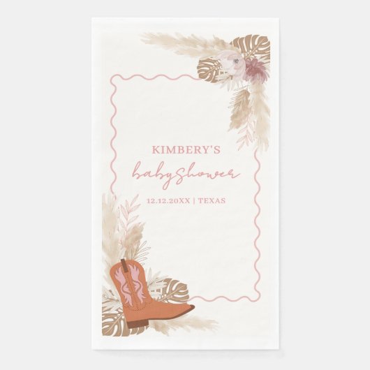 ピンクボモダンホ女性のカーボーイブーツパンパスベビーシャワー (正面)