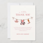 ピンクボモダンホ女性のカーボーイ物干し系ベビーシャワー サンキューカード (正面)