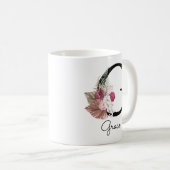 ピンクボモノグラムのホフローライニシャルG コーヒーマグカップ (正面右)