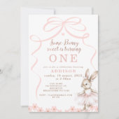 ピンクボーお洒落ツチュソフバニー誕生日 招待状 (正面)