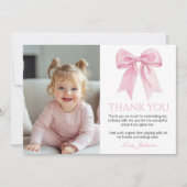 ピンクボーエレガントコケット誕生日写真 サンキューカード (正面)