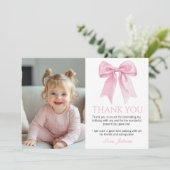 ピンクボーエレガントコケット誕生日写真 サンキューカード (スタンド正面)