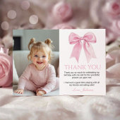 ピンクボーエレガントコケット誕生日写真 サンキューカード