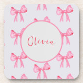 ピンクボーエレガントストロングパーソナライズされた紙コースター コースター (正面)